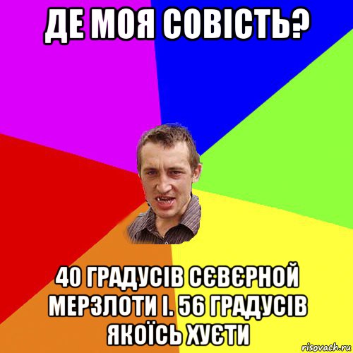 де моя совість? 40 градусів сєвєрной мерзлоти і. 56 градусів якоїсь хуєти, Мем Чоткий паца