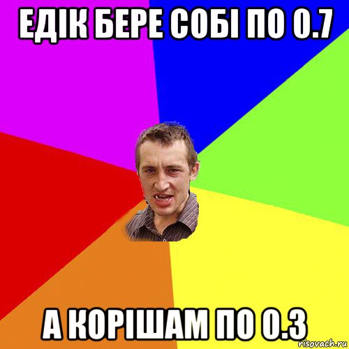 едік бере собі по 0.7 а корішам по 0.3, Мем Чоткий паца