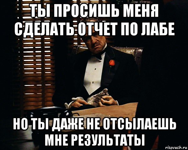 ты просишь меня сделать отчет по лабе но ты даже не отсылаешь мне результаты