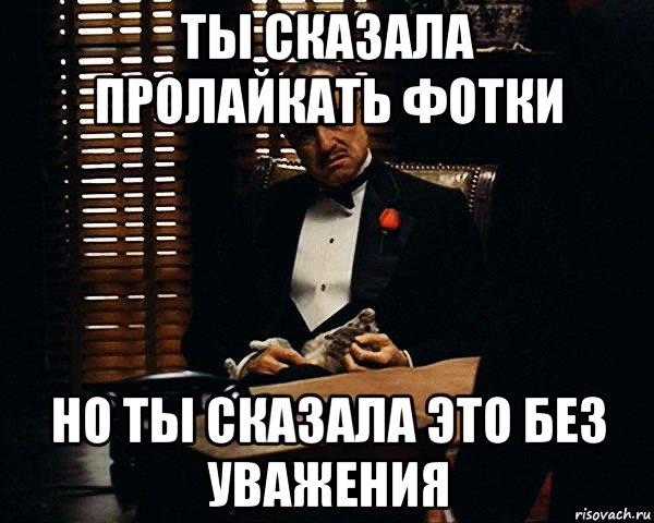 ты сказала пролайкать фотки но ты сказала это без уважения, Мем Дон Вито Корлеоне