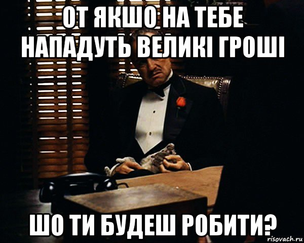 от якшо на тебе нападуть великі гроші шо ти будеш робити?