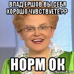 влад ершов вы себя хорошо чувствуете ?? норм ок, Мем ЭТО НОРМАЛЬНО