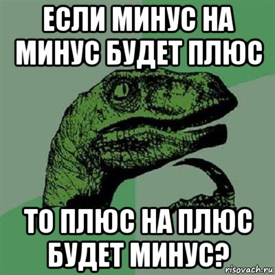 если минус на минус будет плюс то плюс на плюс будет минус?, Мем Филосораптор