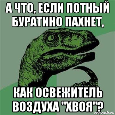 а что, если потный буратино пахнет, как освежитель воздуха "хвоя"?, Мем Филосораптор