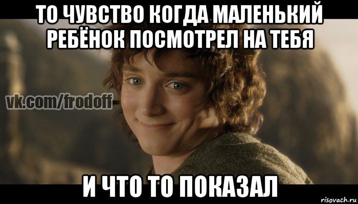 то чувство когда маленький ребёнок посмотрел на тебя и что то показал, Мем  Фродо