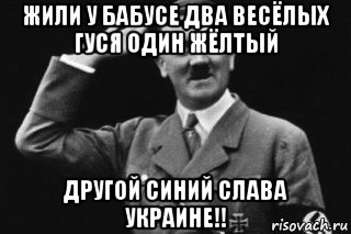 жили у бабусе два весёлых гуся один жёлтый другой синий слава украине!!