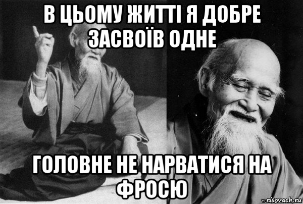 в цьому житті я добре засвоїв одне головне не нарватися на фросю