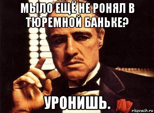 мыло ещё не ронял в тюремной баньке? уронишь., Мем крестный отец