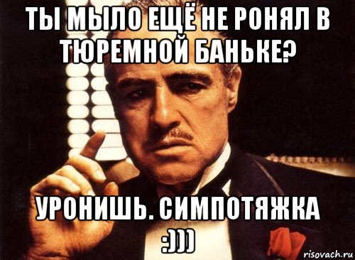 ты мыло ещё не ронял в тюремной баньке? уронишь. симпотяжка :))), Мем крестный отец