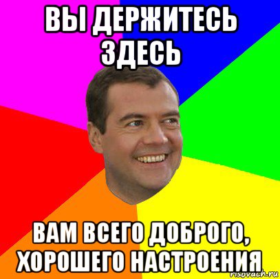 вы держитесь здесь вам всего доброго, хорошего настроения, Мем  Медведев advice