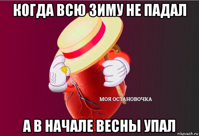 когда всю зиму не падал а в начале весны упал, Мем   Моя остановочка