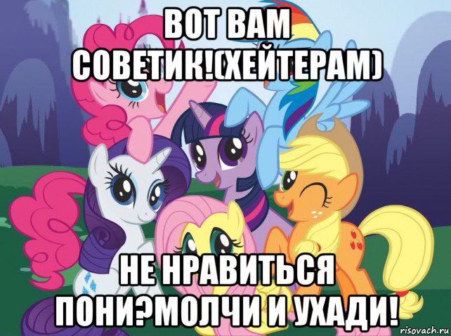 вот вам советик!(хейтерам) не нравиться пони?молчи и ухади!, Мем My little pony