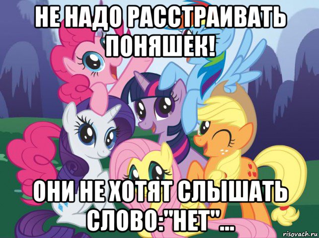 не надо расстраивать поняшек! они не хотят слышать слово:"нет"..., Мем My little pony