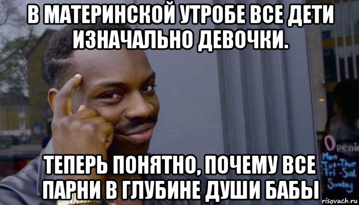 в материнской утробе все дети изначально девочки. теперь понятно, почему все парни в глубине души бабы, Мем Не делай не будет