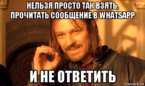 нельзя просто так взять, прочитать сообщение в whatsapp и не ответить, Мем Нельзя просто так взять и (Боромир мем)