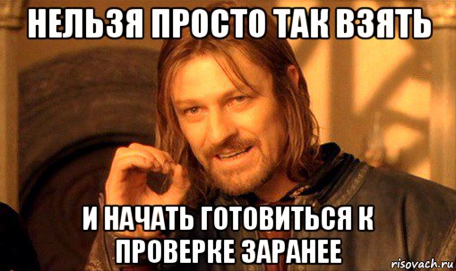 нельзя просто так взять и начать готовиться к проверке заранее, Мем Нельзя просто так взять и (Боромир мем)