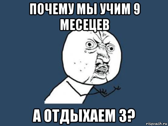 почему мы учим 9 месецев а отдыхаем 3?, Мем Ну почему