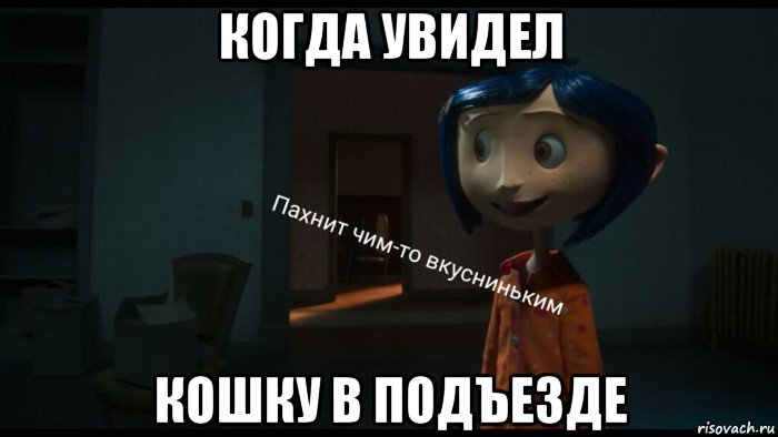 когда увидел кошку в подъезде