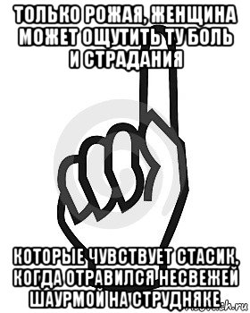 только рожая, женщина может ощутить ту боль и страдания которые чувствует стасик, когда отравился несвежей шаурмой на струдняке