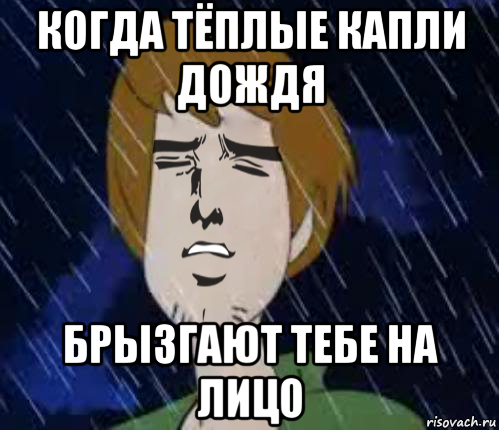 когда тёплые капли дождя брызгают тебе на лицо