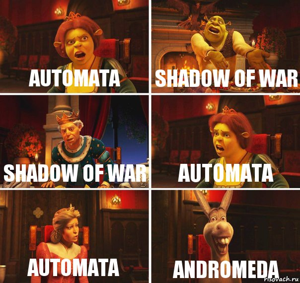 Automata Shadow of War Shadow of War Automata Automata Andromeda, Комикс  Шрек Фиона Гарольд Осел