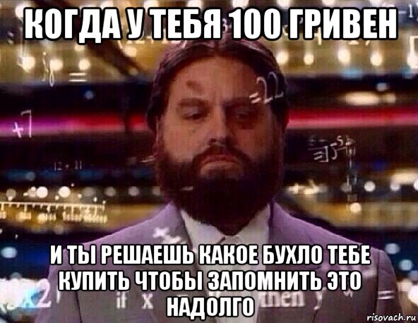 когда у тебя 100 гривен и ты решаешь какое бухло тебе купить чтобы запомнить это надолго
