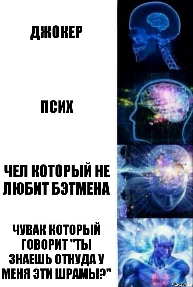 джокер псих чел который не любит бэтмена чувак который говорит "ты знаешь откуда у меня эти шрамы?", Комикс  Сверхразум