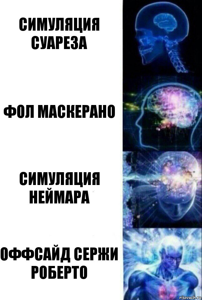 симуляция Суареза фол Маскерано симуляция Неймара оффсайд Сержи Роберто, Комикс  Сверхразум