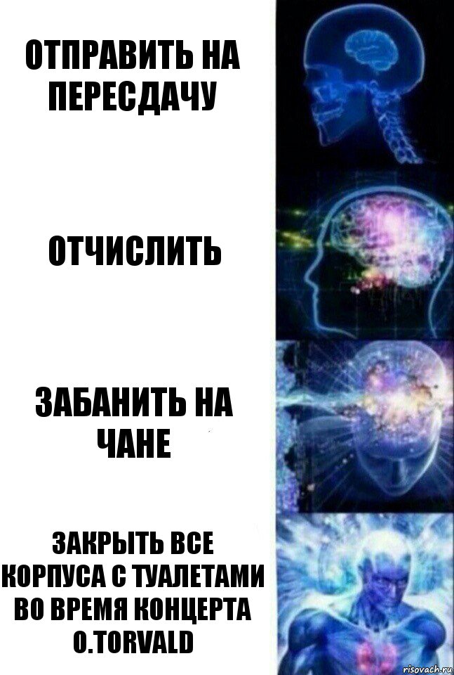 отправить на пересдачу отчислить забанить на чане закрыть все корпуса с туалетами во время концерта o.torvald, Комикс  Сверхразум