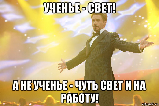 ученье - свет! а не ученье - чуть свет и на работу!, Мем Тони Старк (Роберт Дауни младший)