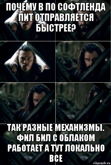 почему в по софтленда пит отправляется быстрее? так разные механизмы. фил бил с облаком работает а тут локально все, Мем Торин сливается