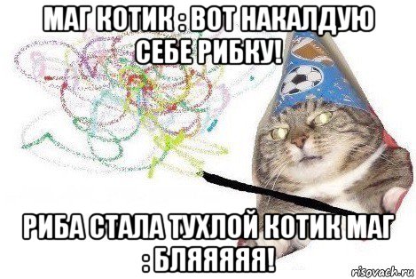 маг котик : вот накалдую себе рибку! риба стала тухлой котик маг : бляяяяя!, Мем Вжух мем