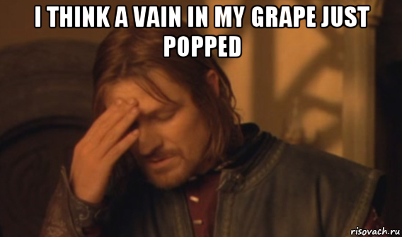 i think a vain in my grape just popped , Мем Закрывает лицо