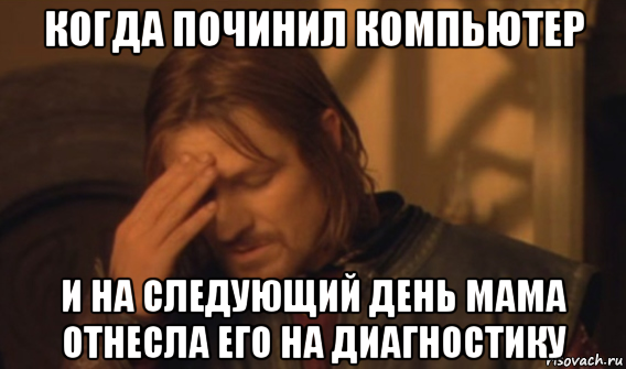 когда починил компьютер и на следующий день мама отнесла его на диагностику, Мем Закрывает лицо