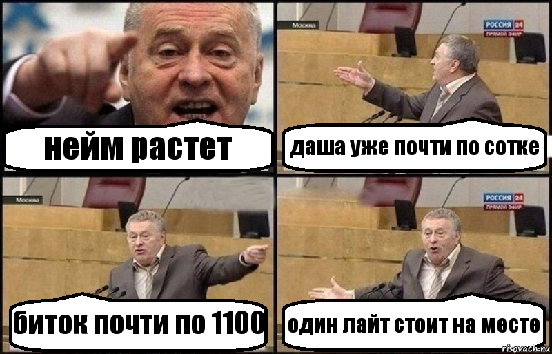 нейм растет даша уже почти по сотке биток почти по 1100 один лайт стоит на месте, Комикс Жириновский