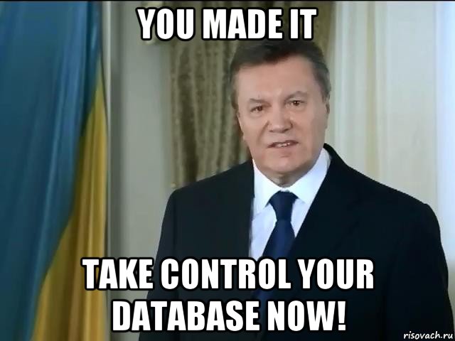 you made it take control your database now!, Мем Астанавитесь