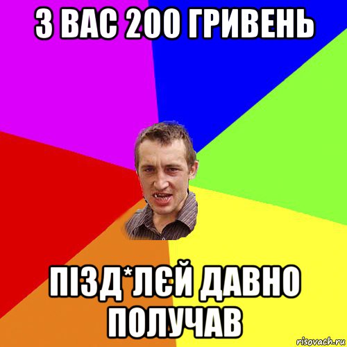 з вас 200 гривень пізд*лєй давно получав, Мем Чоткий паца