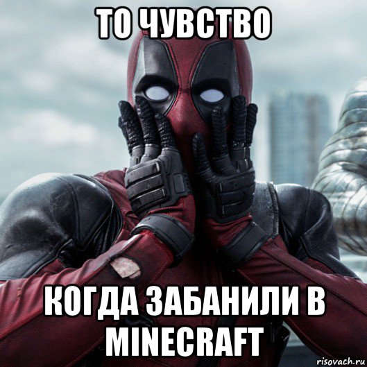 то чувство когда забанили в minecraft, Мем     Дэдпул