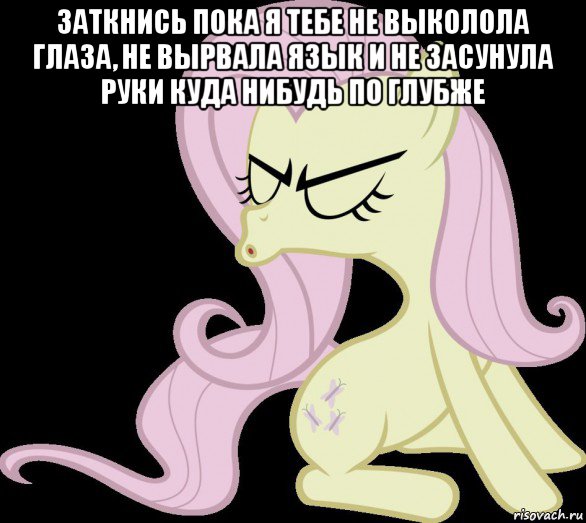 заткнись пока я тебе не выколола глаза, не вырвала язык и не засунула руки куда нибудь по глубже 