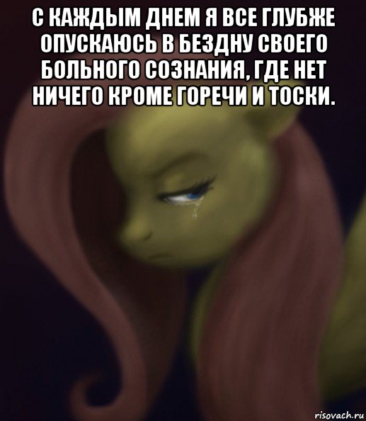 с каждым днем я все глубже опускаюсь в бездну своего больного сознания, где нет ничего кроме горечи и тоски. , Мем Fluttershy