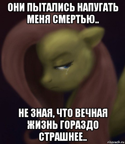 они пытались напугать меня смертью.. не зная, что вечная жизнь гораздо страшнее.., Мем Fluttershy