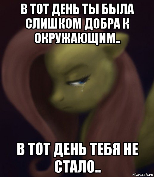 в тот день ты была слишком добра к окружающим.. в тот день тебя не стало.., Мем Fluttershy