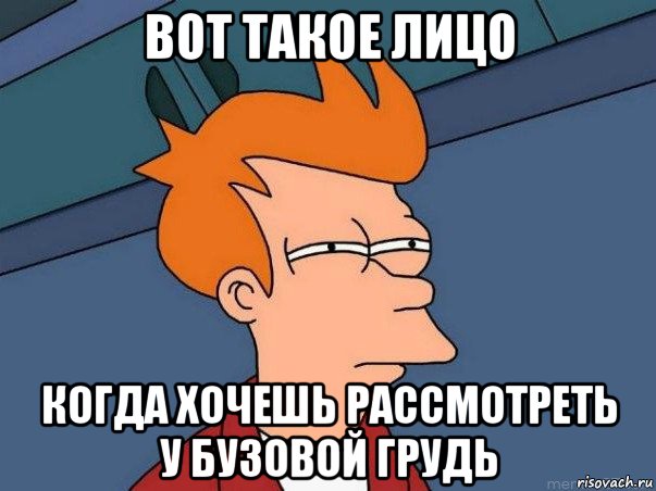 вот такое лицо когда хочешь рассмотреть у бузовой грудь, Мем  Фрай (мне кажется или)