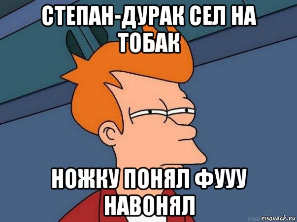 степан-дурак сел на тобак ножку понял фууу навонял, Мем  Фрай (мне кажется или)