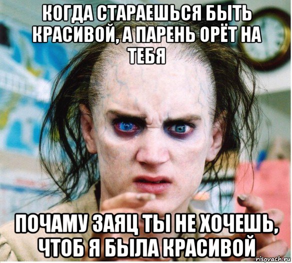 когда стараешься быть красивой, а парень орёт на тебя почаму заяц ты не хочешь, чтоб я была красивой, Мем фродум