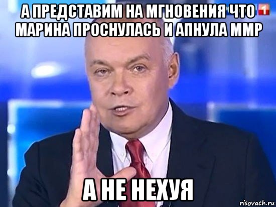 а представим на мгновения что марина проснулась и апнула ммр а не нехуя, Мем Киселёв 2014