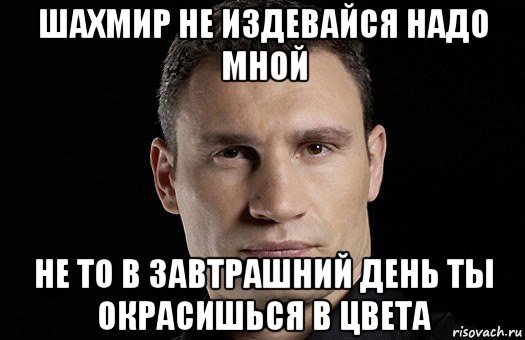 шахмир не издевайся надо мной не то в завтрашний день ты окрасишься в цвета, Мем Кличко