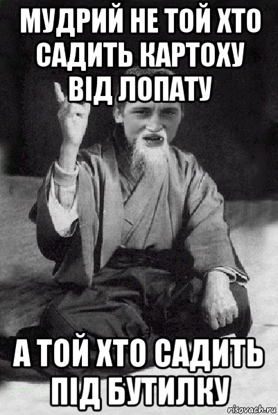 мудрий не той хто садить картоху від лопату а той хто садить під бутилку, Мем Мудрий паца