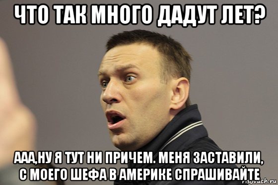 что так много дадут лет? ааа,ну я тут ни причем. меня заставили, с моего шефа в америке спрашивайте