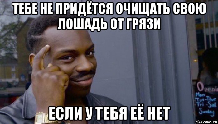 тебе не придётся очищать свою лошадь от грязи если у тебя её нет, Мем Не делай не будет